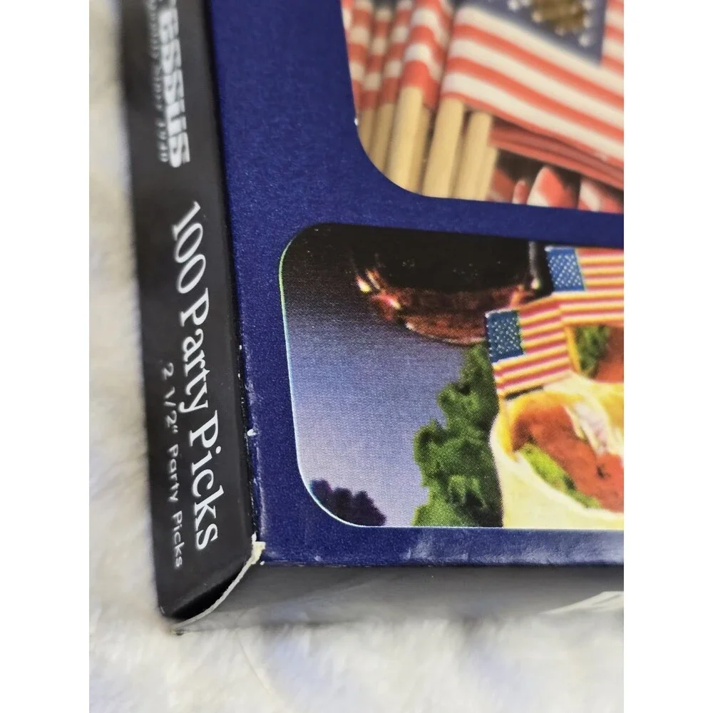 Vintage Cocktail Paper Flags Picks American Party Toothpicks Y2K Progressus Food